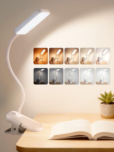 ReinHoo Clip on Light 45 Lighting Modes Rechargeable Desk Lamp with Clamp