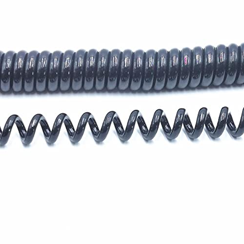 Cable en espiral negro de 2 núcleos flexible cable de alimentación expandible 5