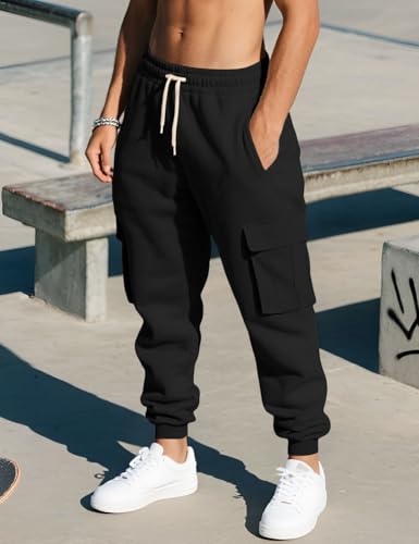 Men's Casual Cargo Pants Workout Joggers Stretch Sweatpants Lounge Athletic Pants Drawstring Pants with Pockets3