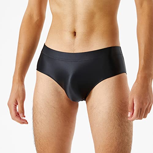 Mens Glossy Mid Waist Briefs Elastic Waistband Swimwear Panties Bikini Thongs Underwear3