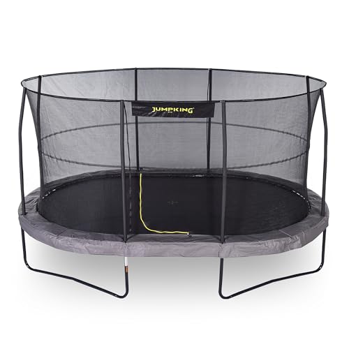 Jumpking 10ft x 15ft Oval Combo Pro Trampoline With Safety Enclosure Net & Ladder ❘ Outdoor Garden Trampoline For Adults & Kids With 110gsm Polyethylene Net, Hard Wearing Surround & Shatter-Proof Rods