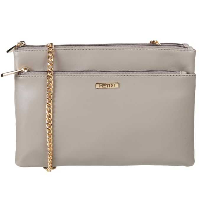 Metro Grey Faux Leather Premium Zipper Casual Sling Bag For Women (B0C7W1XTT1) Amazon Price History, Amazon Price Tracker