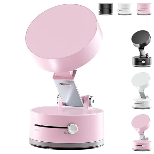 PZCC Support Magnetique Telephone Voiture, Support de Téléphone Portable à Ventouse Double Face, Pliable, Force D'aspiration N52, Adapté au Bureau, au GPS de Voiture, Salle de Sport (Rose)