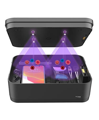 TIDIE UVC Light Sanitizer Box, UVC Disinfection Multi-Purpose Box with 10W Wireless Charging, for Mobile Phone, Wallet, Car Keys, Masks, Watches, Kills 99.99% of Viruses & Bacteria - 2L (Black)