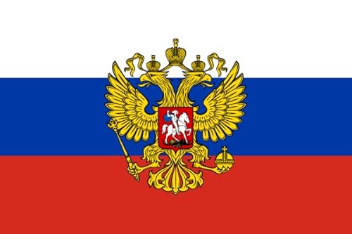 Lixure Russland Flagge mit Adler 90x150cm Russische Flagge mit Wappen Top-Qualität 3x5 Fuß, Russia Flag, Lebendige Farbe Kann Drinnen und Draußen Verwendet Werden