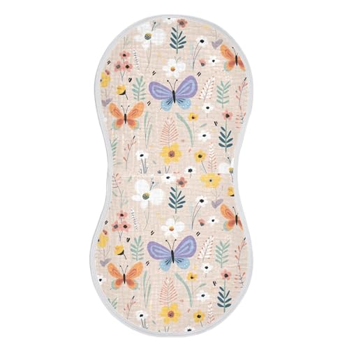 xigua Butterfly Flowers Baby Burp Cloths for Newborn Boys and Girls 1 Pack, Soft & Absorbent Cotton Baby Burp Cloth, Baby Washcloths, Newborn Towel, Burp Rags