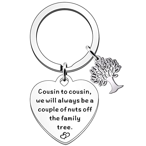 SDOFY Funny Cousin Gifts Family Tree Keyring Cousin Gifts for Women Girls Cousin Birthday Christmas Gifts