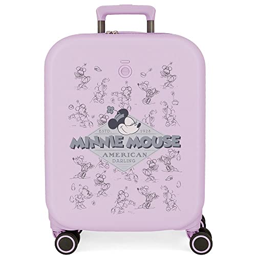 Disney Minnie Happiness Valise de Cabine Violet 40 x 55 x 20 cm Rigide ABS Fermeture TSA intégrée 37 L 2,74 kgs 4 roulettes Doubles Bagages à Main, Violet, Maleta de cabina, Valise de Cabine