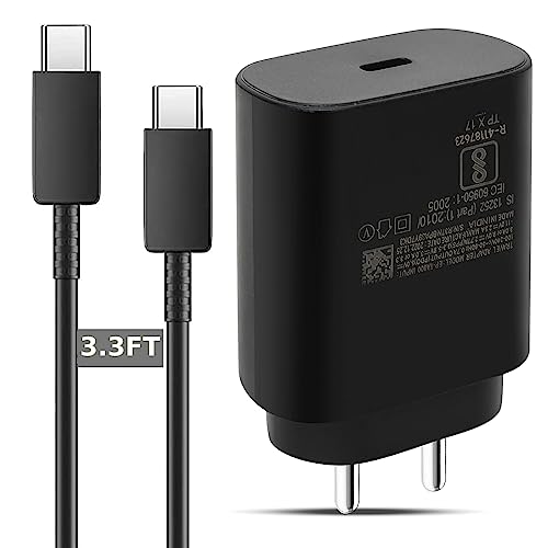 Image of 25W Type C Charger Super Fast Adapter with C to C 3.3Ft Cable Wall Charging Block Compatible for M14 /A14 /F14 /M33 /F23 /A34 /A54 /F54 /F34 /M34 5G Cellular Phone, 25 Watt, Black