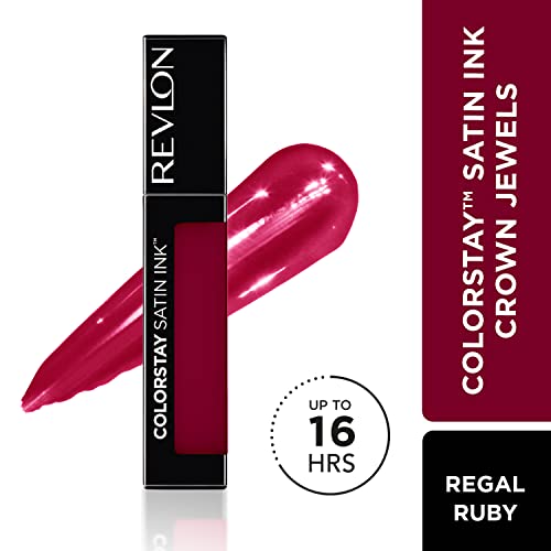 Image of REVLON Colorstay Satin INK, Comfortable, Longwear Rich 16-Hour Liquid lip Color, Formulated with Black Currant Seed Oil & Vitamin E, Regal Ruby - (034) (Pack of 2)