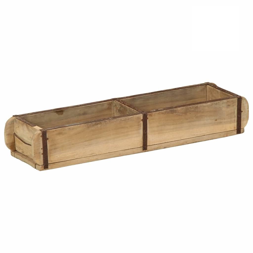 Bandeja de 4 piezas marrón, 57 x 15 x 9 cm, de madera reciclada maciza, bandeja de servicio rectangular con acabado mate para interior y exterior