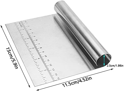 Graplan 2 Pieces Dough Scraper, Stainless Steel Dough Cutter with Handle and Measuring Scale, Bench Scraper for Baking Cake Dough, Ideal for Professionals and Beginners