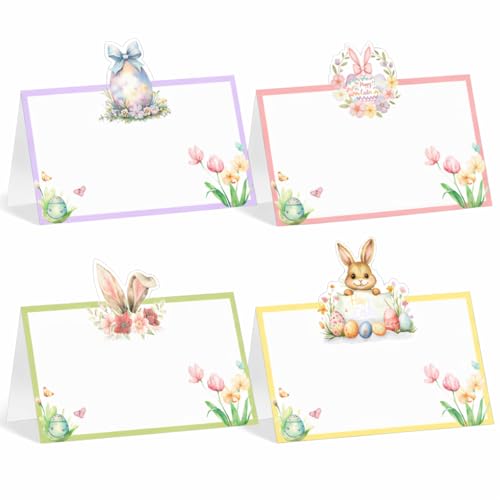 Easter Place Cards &ndash; 40 Pack Watercolor Bunny & Egg Pastel Spring Name Cards...