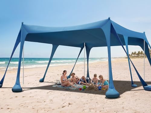 Beach Tent Sun Shelter 10 x 13FT, Camping Sun Shelter with 10 San...