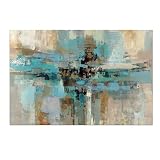 DZL Art A74769 Canvas Prints Abstract Wall Art Print Paintings Blue and Brown Stretched Canvas Woode