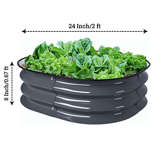 Vegega. 2Ft X 2Ft X 0.66Ft Round Raised Garden Bed Kit, Large Zinc-Aluminum-Magnesium Stainless Steel Metal Planter Box, For Planting Outdoor Plants Vegetables, Grey #TOP1
