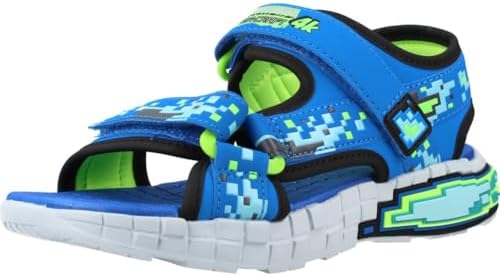 Skechers Baby Boys' Mega-Splash 4k Flat Sandals, Blue lime, 26 EU
