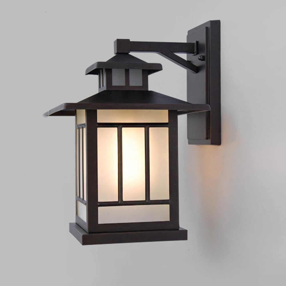 Luminaire extérieur noir haut de gamme en verre dépoli et alliage robuste