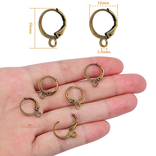 Aylifu 100 Pieces Bronze Leverback Earring Hooks Brass French Ear Wire Hooks With Loop Dangle Earring Findings For Women Girls Diy Jewelry Making Supplies #TOP2