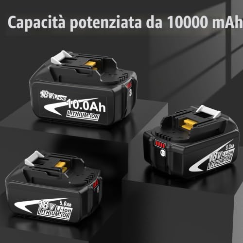 2X10.0Ah Ricambio per Makita 18V Batteria + Caricabatte...