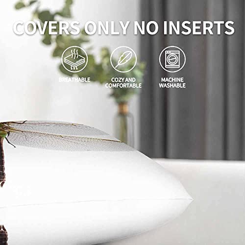Beabes Pillow Covers Nature Dragonfly Insect Green Body 2 Sets,Decorative Throw Pillow Covers 18X18 Inch Soft Cushion Covers For Home Couch Living #TOP4