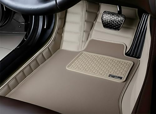 Image of CHIRON Premium 10D Car Floor Mat for iX1 Custom Fitted, Luxury Car Foot Mats Compatible with BMW iX1, Set of 3 Pcs, 100% Waterproof and Washable, Classic Beige