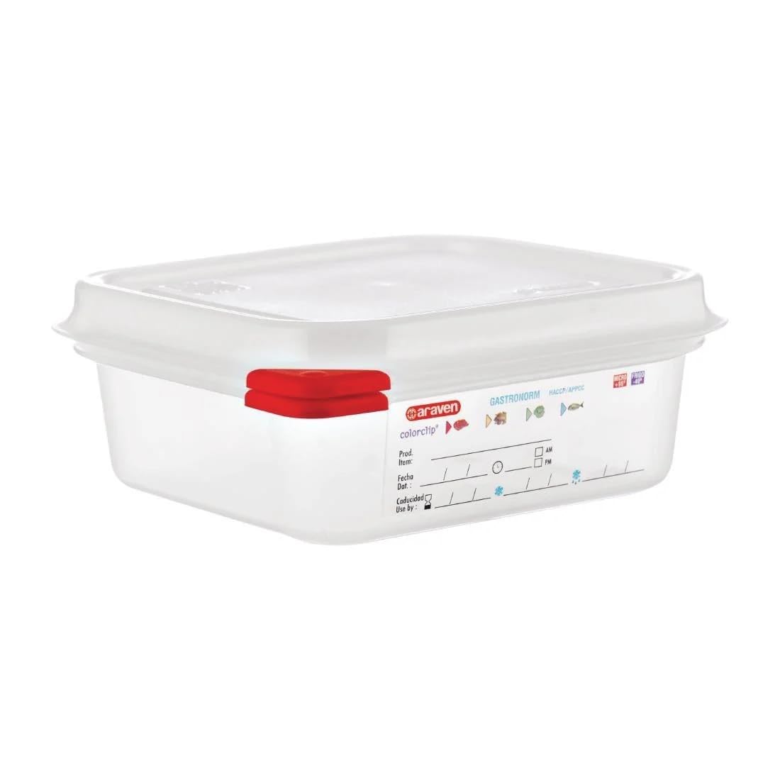 Araven 03350 PP Alimentos contenedor GN con tapa, 1,1 L, 65 mm (Pack de 4)