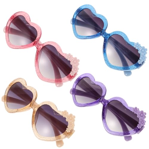 BESPORTBLE Fashionable Heart Sunglasses 4 Glasses Fun Designs Photo Booth Props for Boys and Girls Adults Disco Style