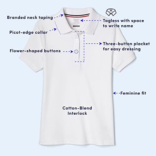 French Toast Big Girls Short Sleeve Interlock Polo With Picot Collar, Light Blue, X-Large/14/16 #TOP2