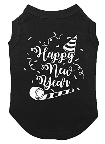 Happy New Year - Party Celebration Dog Shirt (Black, X-Large)