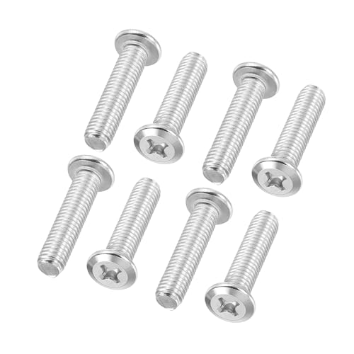 PATIKIL Tornillos de Cabeza Plana Redonda 8 Piezas M8-1.25 x 35Mm Tornillos de Encuadernación de Acero Inoxidable 304 18-8 Rosca Completa Tornillo de Máquina de Accionamiento