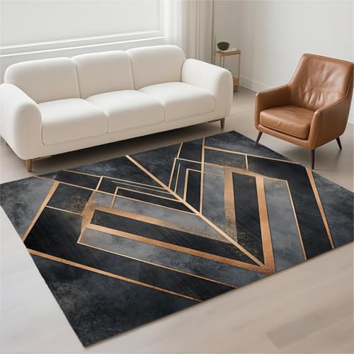 Tapis salon imperméable rectangulaire 70x140cm moderne géométrique - 2