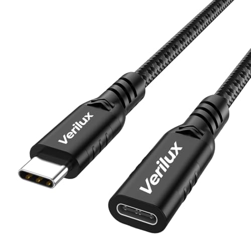 Image of Verilux PD 240W Type C to Type C Cable Fast Charging, 3.3Ft Type-C Male to Female USB Extension Cable Support 20Gbps Data Transfer, 8K@60Hz HD Video Output for iPhone 17 /16 /15, iPad Pro, MacBook