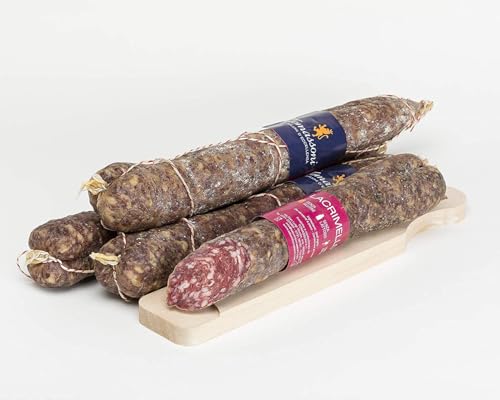 Tomassoni SALAME LACRIMELLO con Vino Lacrima di Morro D'Alba | Senza Glutine e Senza Lattosio | Prodotto Artigianale 100% Italiano | Specialità Gourmet Marchigiana | Trancio Sottovuoto 350g