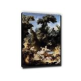  Phyrek123 Jean-Honoré Fragonard Le progrès de l\'amour, la poursuite Reproductions de peintures célèbres Tableaux sur toile Prêt à accrocher Toile murale pour salon 30x45cm Cadre noir