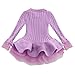 5-6t Girls Pink Sweater Dresses Stylish Ruffle Sweaters Long Sleeves Purple Tutu Dress Knitted Pullover Tops for Kids(Purple,130)