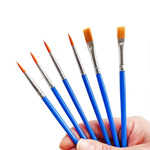 60 Pcs Round Flat Paintbrushes Set， Art Paint Brushes In Bulk For Kids/ Artists/Painters/Beginners/Students ，Short Plastic Handle，Nylon Hair Brushes For Acrylic Oil Watercolor Art Painting #TOP4