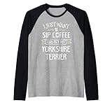 Photo Gallery yorkshire terrier design regalo – sip coffee & pet my dog! maglia con maniche raglan Photo Gallery yorkshire terrier design regalo – sip coffee & pet my dog! maglia con maniche raglan