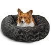 Best Friends by Sheri The Original Calming Donut Dog Bed for Medium Dogs up to 45 lbs, Lux Faux Fur, Mink Dark Gray, 30″ x 30″
