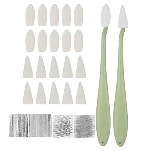 Lot de 2 outils de dessin pour croquis, estompeur d'artiste, grattoir à croquis, effaceur avec 20 éponges à frotter pour étudiants, artistes, pinceaux de peinture au fusain, fournitures artistiques,