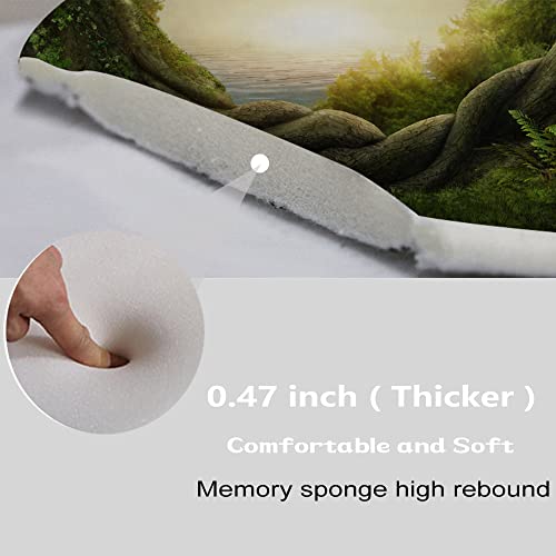 Forest verzauberter Baum, Mondnacht-Landschaft, Badezimmerteppiche und Matten-Set, 3-teilig, Memory-Schaum, rutschfest, saugfähig, U-förmige Kontur-Duschmatte, Samt-WC-Deckelbezug, waschbar – Bild 8