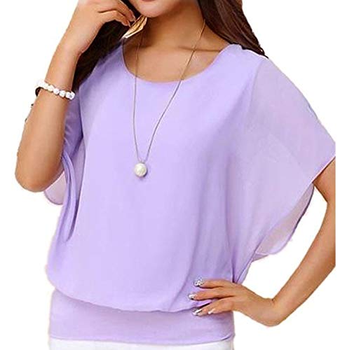 VIISHOW Women's Loose Casual Short Sleeve Chiffon Top T-Shirt Blouse Pink XX-Large
