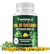 SHAPEINGIRL Oil of Oregano Capsules with Black Seed Oil - Organic Oregano Oil Supplement 200 Soft...