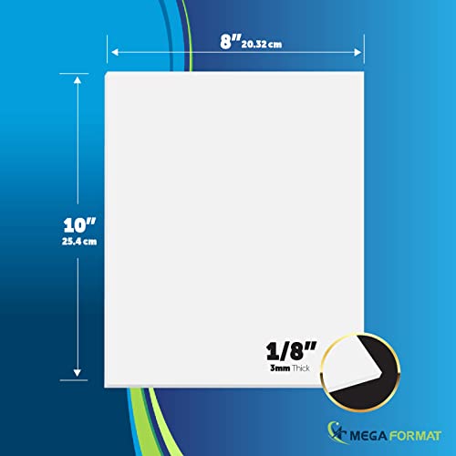 Image of Mega Format Expanded PVC Plastic Sheets - 8 inch X 10 inch Rigid White Sheet for Crafts, Signage, & Displays - Sintra, Celtec PVC Board - Waterproof for Outdoors Use - 1 /8 inch 3mm Thick - 3-Pk-White