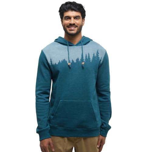 tentree Men's Juniper Graphic Hoodie – Organic Cotton, Soft & Insulating, Medium Stretch for Flexibility, Regular Fit, Eco-Friendly, Comfortable Hoodie for Everyday Wear - Jasper Heather/White - XL