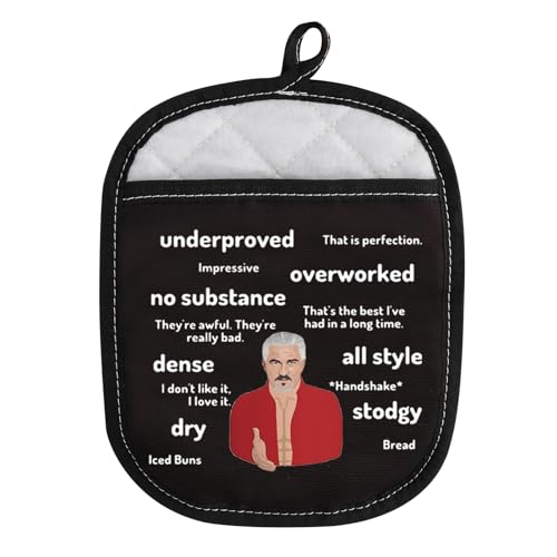 WCGXKO Baking Show Inspired Oven Mitt Pot Holder with Pocket Funny GiftBaking Show Gift (iced Buns)