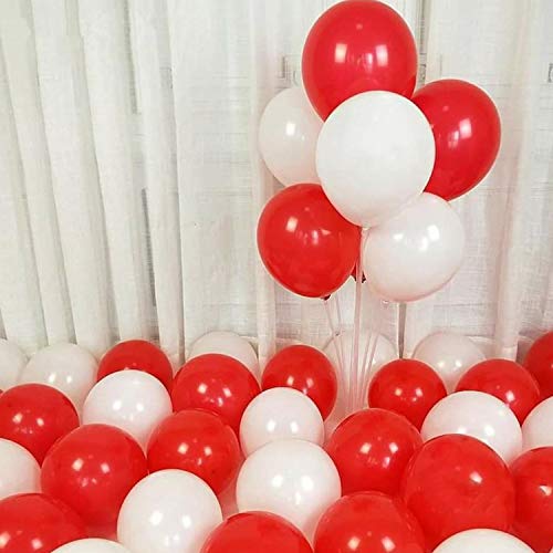 Image of Party Propz Red and White Balloons Set of 50 - 10 Inch Valentine Balloons for Decoration, Anniversary Decoration & Celebration Decor |Red and White Decoration (Latex)