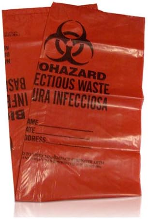 Safetec 2110122 10 Gal Biohazard Waste Bag, 24 x 24 in Case of 500, 10 gal, 24" x 24"