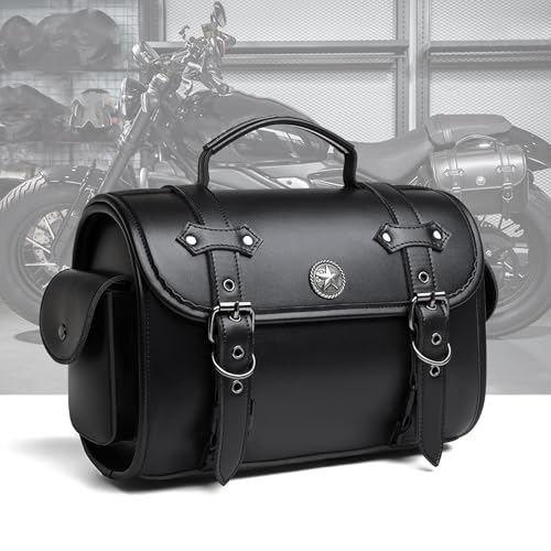 KHDWOB Borse Laterali Moto per Triumph Speed Twin 900 Street Bike, Borsa Laterale Moto Vintage Impermeabile in Pelle Pu con Chiusura Rapida Borsa Porta Attrezzi da Viaggio,A/Small