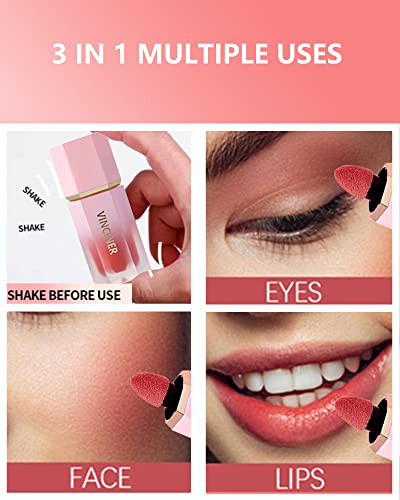 Liquid Blush, Soft Cream Blush Makeup, Air Cushion Applicator Beauty Blush For Eyes, Lip, Cheeks, High-Pigmented, Long-Lasting Natural Look Face Blush For Women Blush Makeup - 04 #TOP5